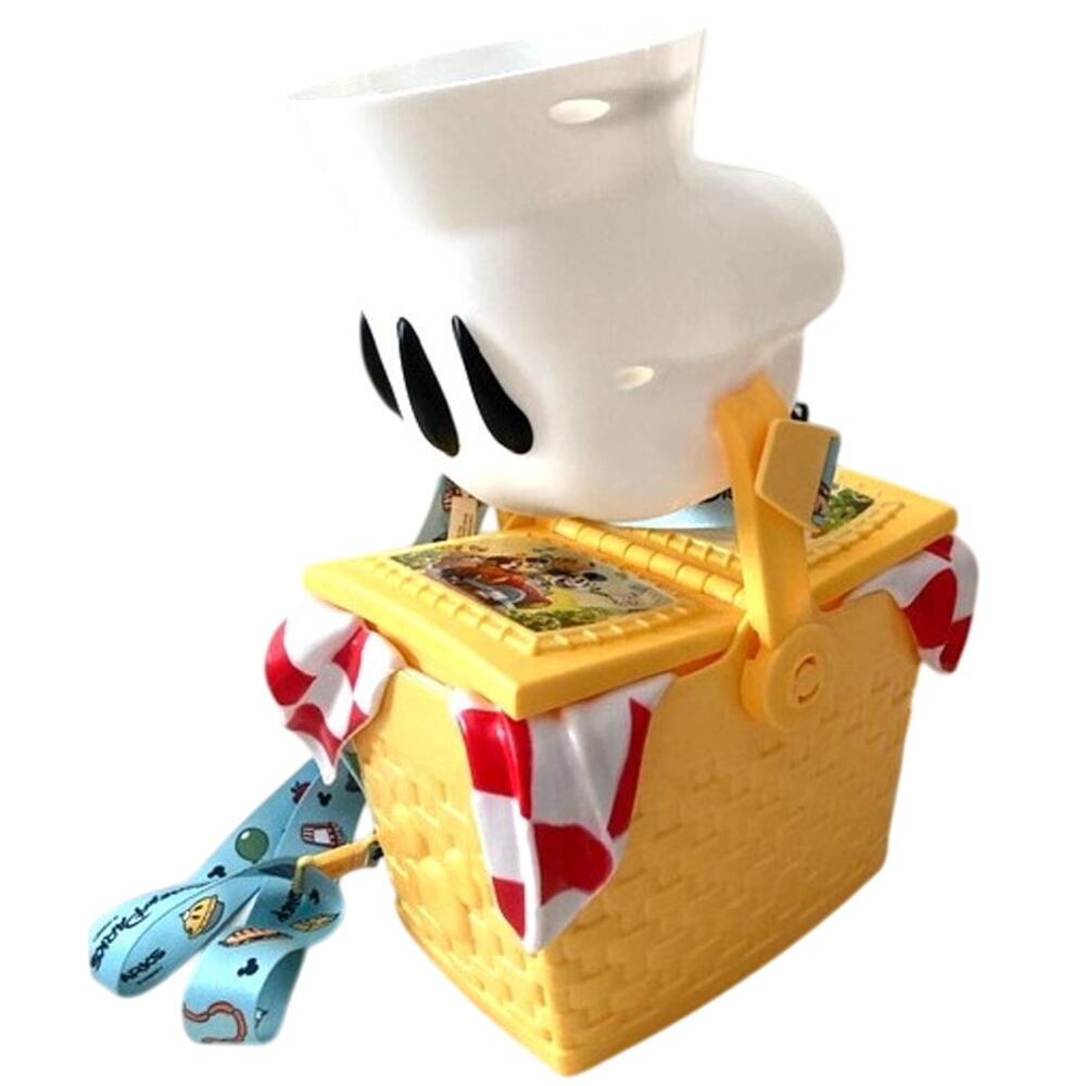 Disney Yellow Picnic Basket Toy with White Character Lid and Blue Strap